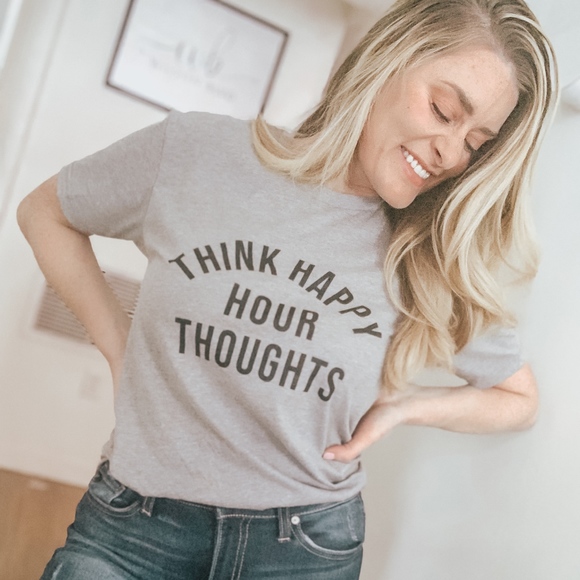 Think Happy Hour Thoughts Tee - Picture 3 of 5